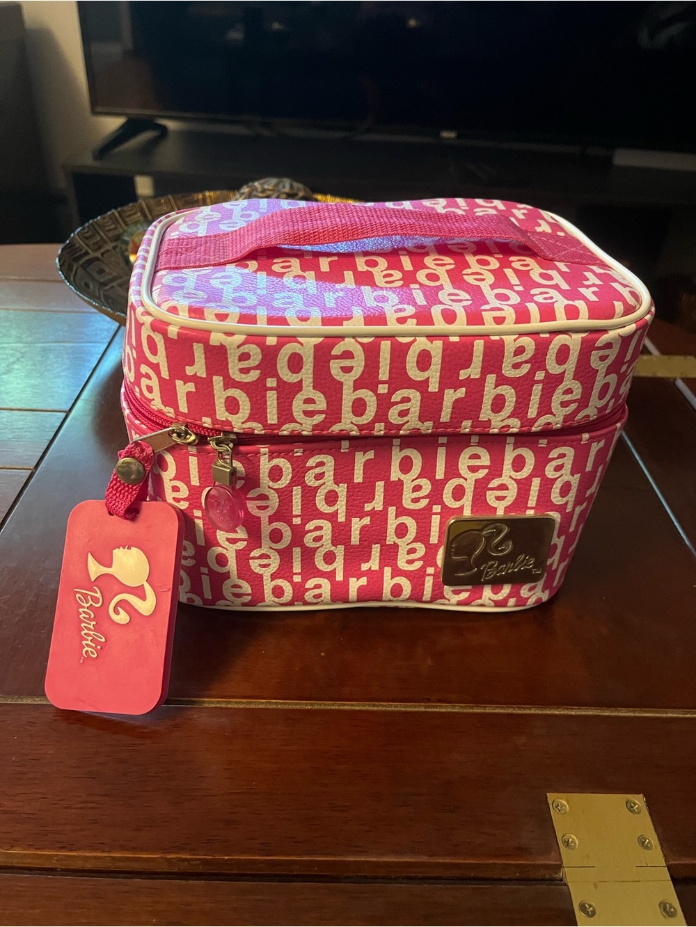 Barbie Pink Logo Cosmetic Case - Compact Travel Bag 2003